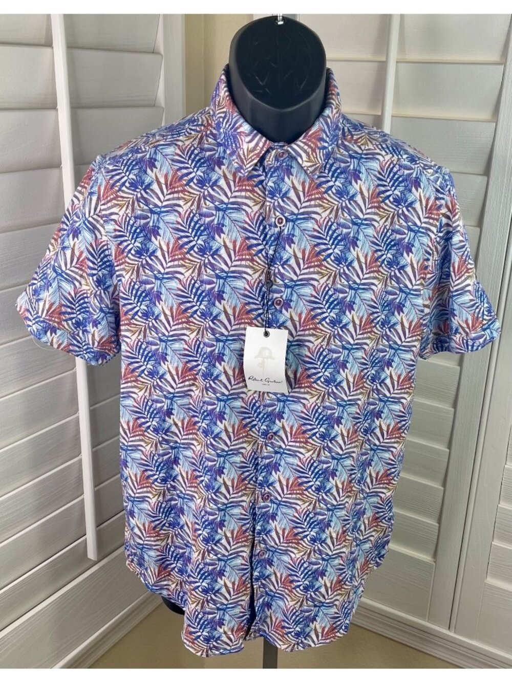 Robert Graham Teigen Classic Fit SS Button Multi Leaf Shirt - Men's S - NWT $188
